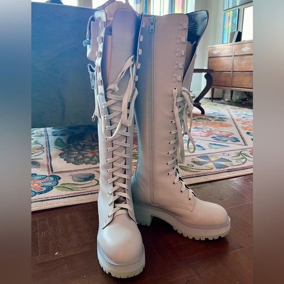 SUGAR THRILLZ BABY BLUE OBSIDIAN POCKET COMBAT BOOTS - Picture 2 of 7